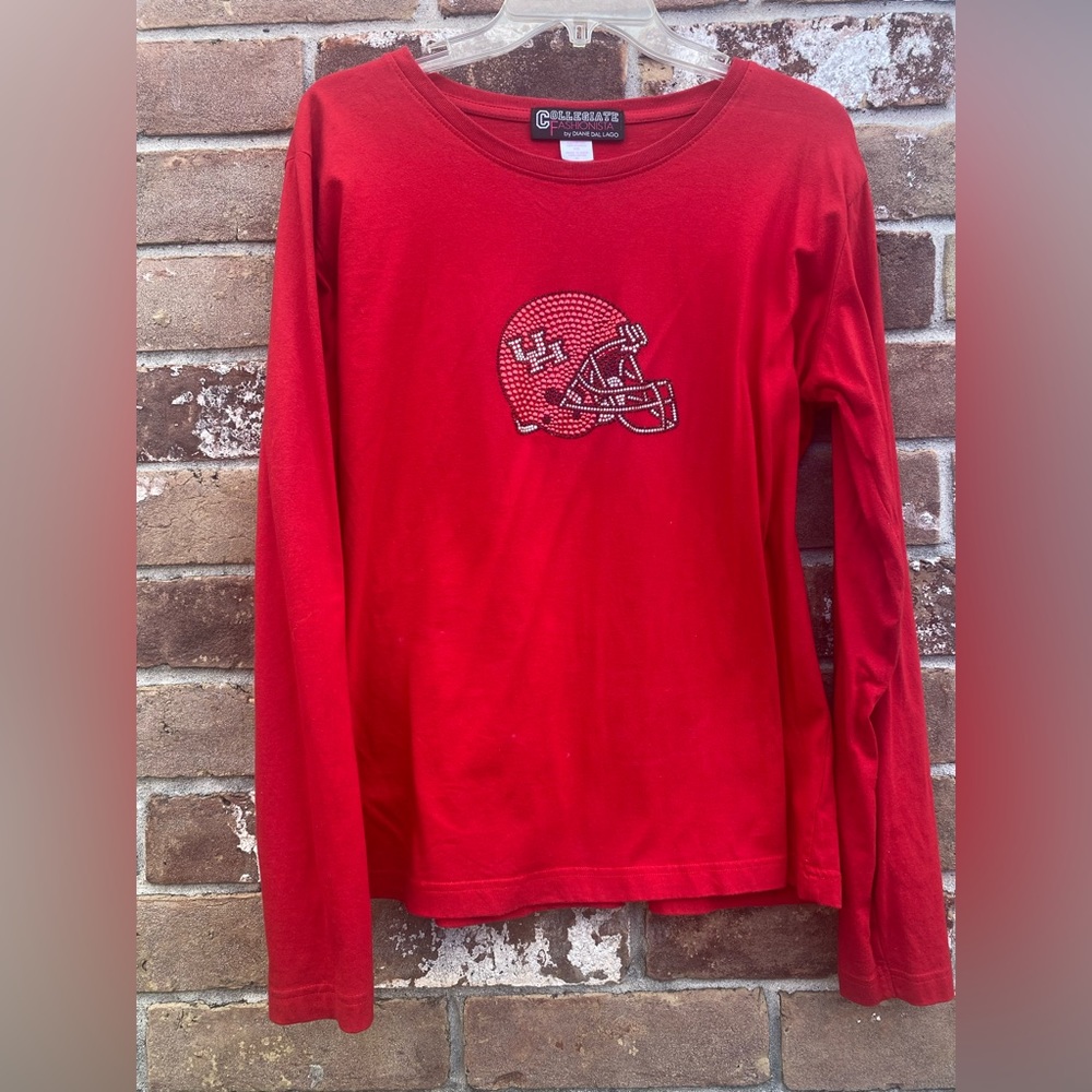 Univ of Houston/Houston Cougars FOOTBALL BLING shirt. Long sleeve. Size XL.